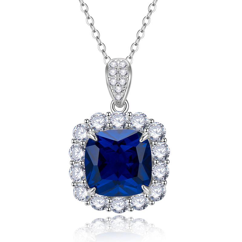 

Xiancan 2022 12x12 Подвеска-ожерелье «Королевский синий сапфир» 10 карат из стерлингового серебра 925 пробы 925 Silver синий