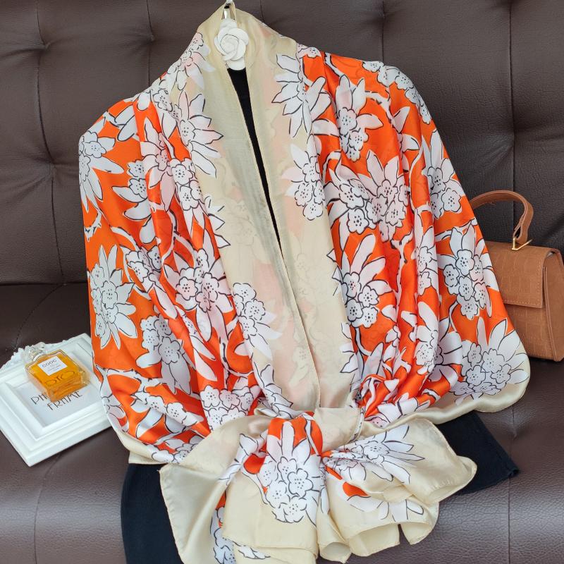 180*90cm muffler fashion Luxury Brand Scarf Women New Style Fashion Color Matching Print Silk Lady Popular Headcloth Beach Shawl