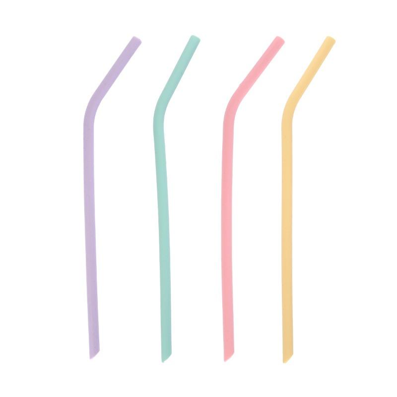 4pcs Reusable Silicone Straws Set with Cleaning Brushes for Water Milk Juices Smoothies Flexible Portable Straight Bent Straws