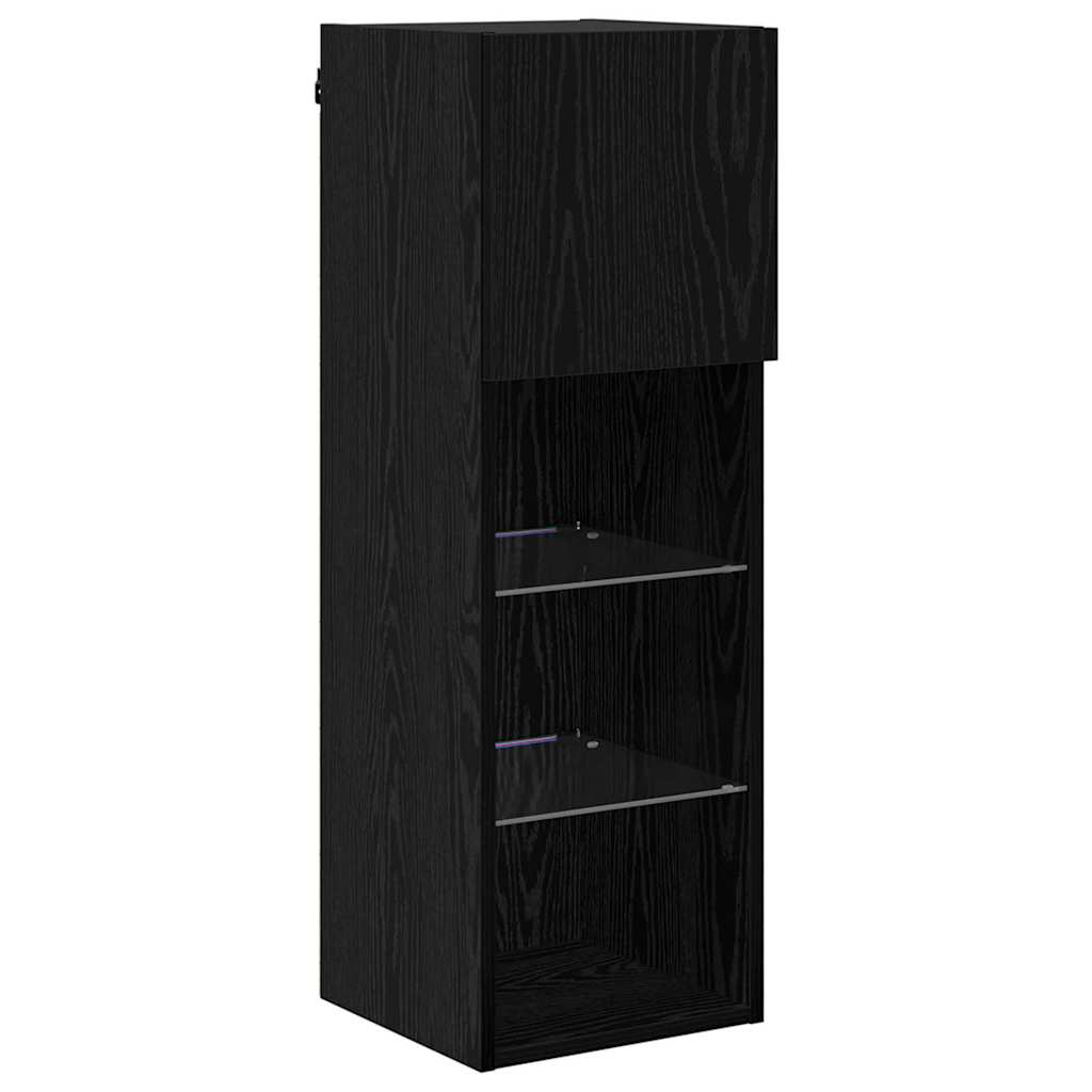Wall Mounted TV Cabinet Black Oak Effect Particleboard