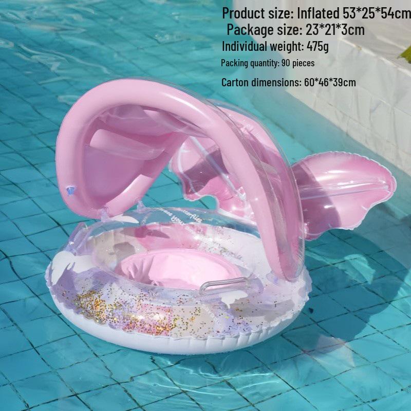 Large Toddler Boat-Themed Swimming Ring with Canopy & Steering Wheel