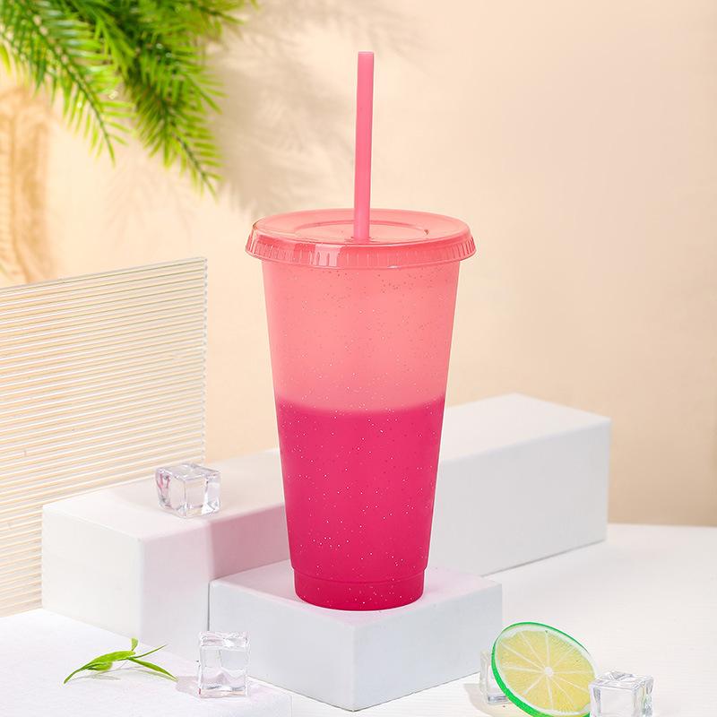 

Вспышка порошка соломенная чашка блестящая чашка для напитков многоразовая кружка для кофе и сока пластиковая кружка меняющая цвет бутылка для воды посуда для напитков кофейная чашка