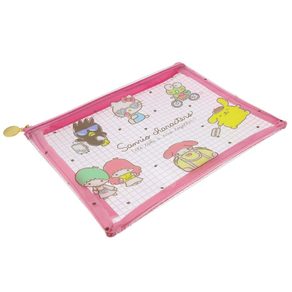 Sunstar Stationery Sanrio Flat Sanrio S2284790 Pouch, Mesh, Travel, Pink,
