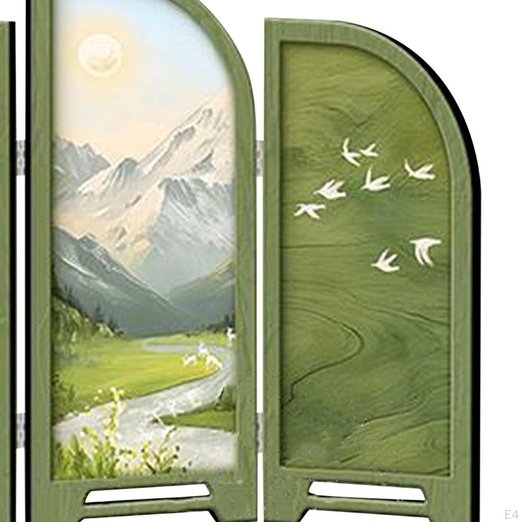 Mini Folding Screen 3 Panel Divider Ornament Desk Decorative for Living Room Decor