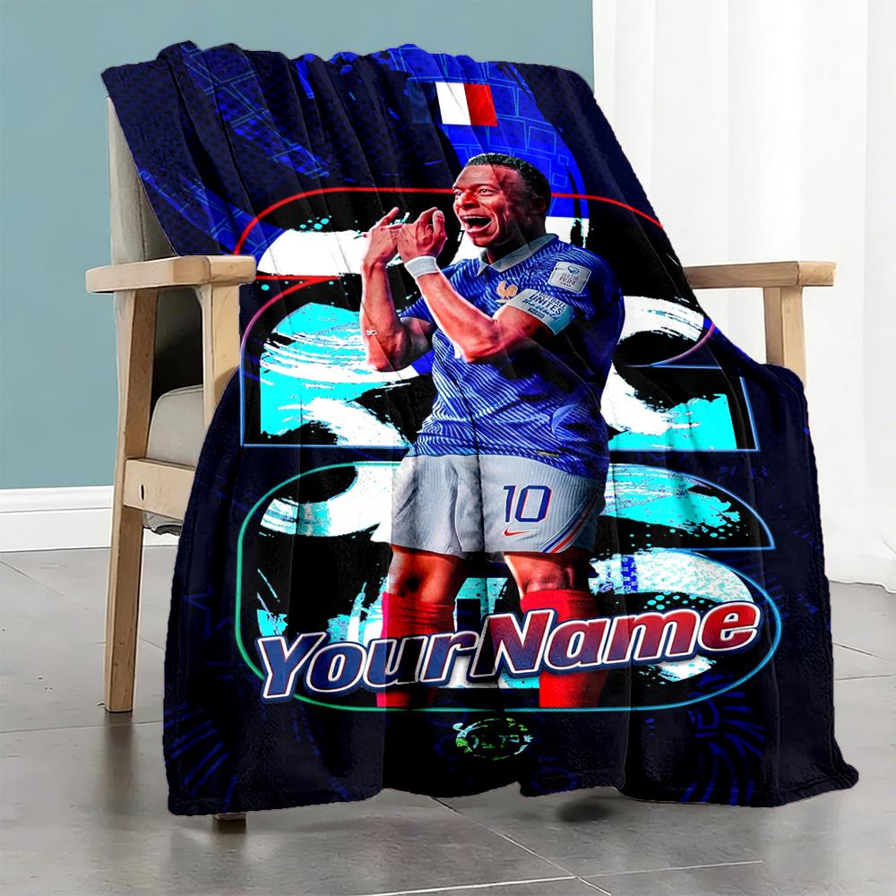 Mbappe 284 Personalized Text Blanket Gift Personalized Blanket Durable Comfort for Office Chair Home Decor Picnics Bedding Four Seasons Universal