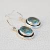 Handmade Oval Blue Topaz Earrings: 925 Sterling Silver Dangle