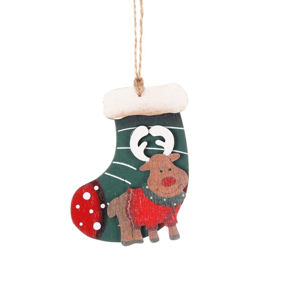 

Рождественское украшение в виде ретро-деревянного оленя, рождественский чулок, кулон, украшение на рождественскую елку, маленькая подвеска зелёный