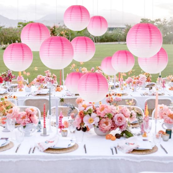 Paper Lantern Gradient Color Summer Party Wedding Lantern Decorative Light Indoor Outdoor Festive Atmosphere Decor
