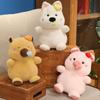 Pulling Line Animal Plush Toy Nose Movable Doll Unzip Doll Cute Puppy Pig Kapibala Doll