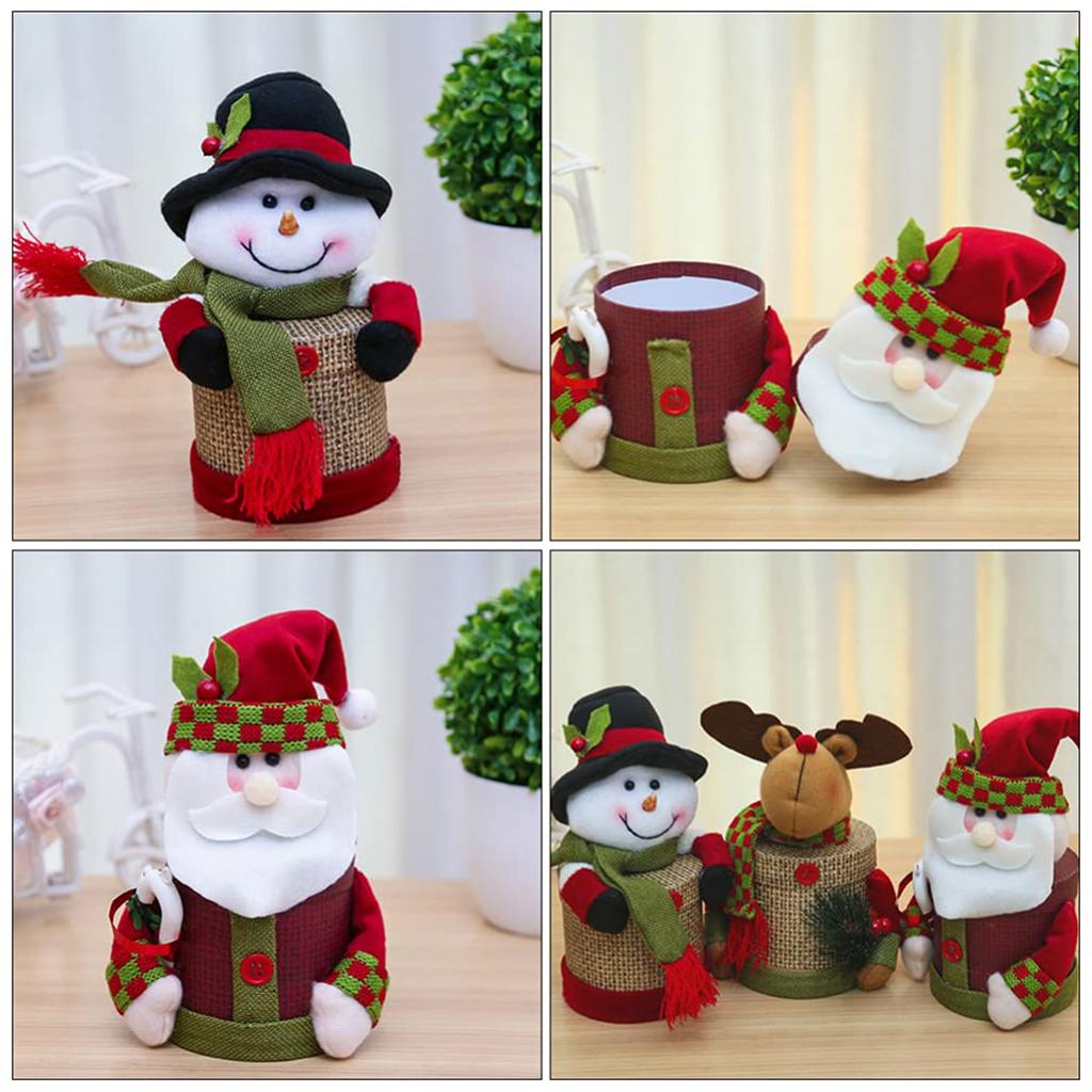 Christmas Wrap Box 3pcs Christmas Boxes Snowman Santa Doll Candy Boxes For Xmas Holiday Party Favors Bags Supplies Decoration Stocking Stuffer Candy