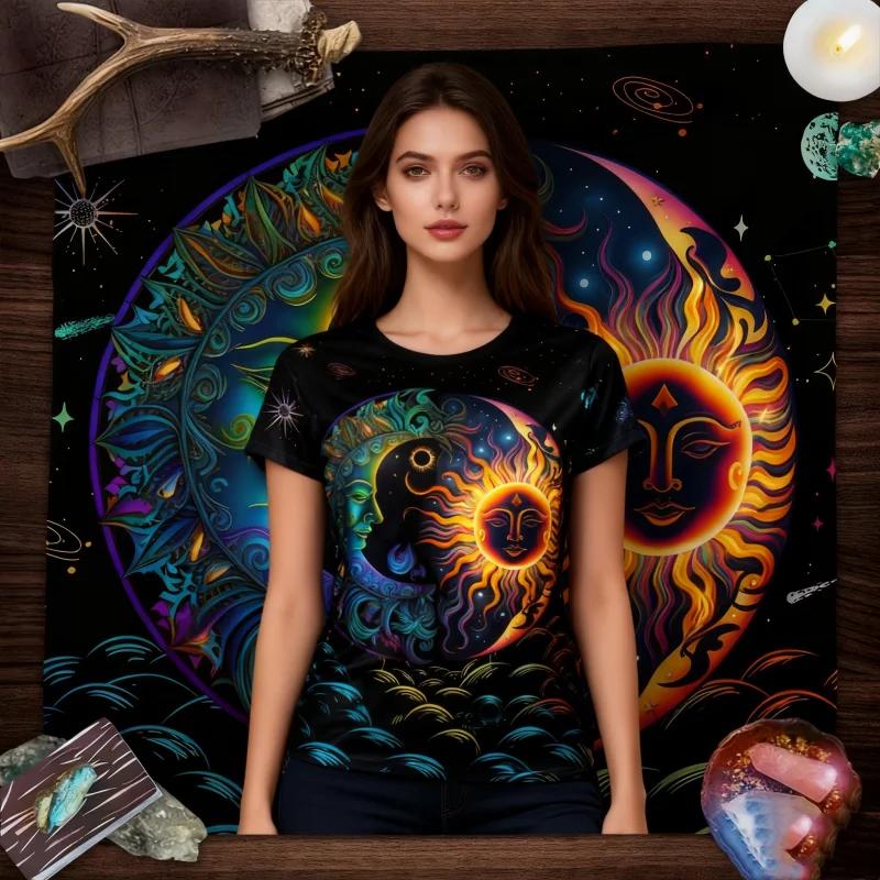 Summer Women's Elegant Personalized Cartoon Black Cat 3D Printed Top T-shirt Women's Casual Fashion Short Sleeve Top