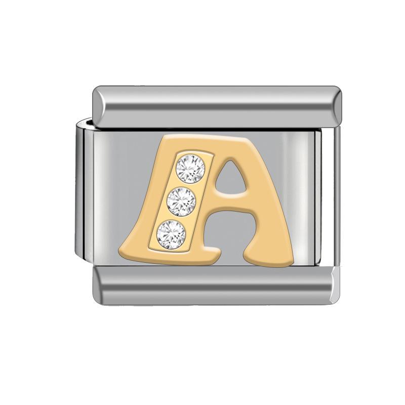 

9 мм женский итальянский браслет-модуль с подвесками со съемной бриллиантовой буквой и эластичным ремешком для часов