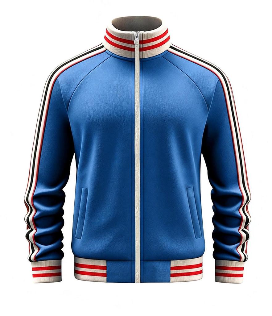 Męska codzienna sportowa kurtka z kołnierzem stojącym i wstążką - Kolekcja Jesień/Zima