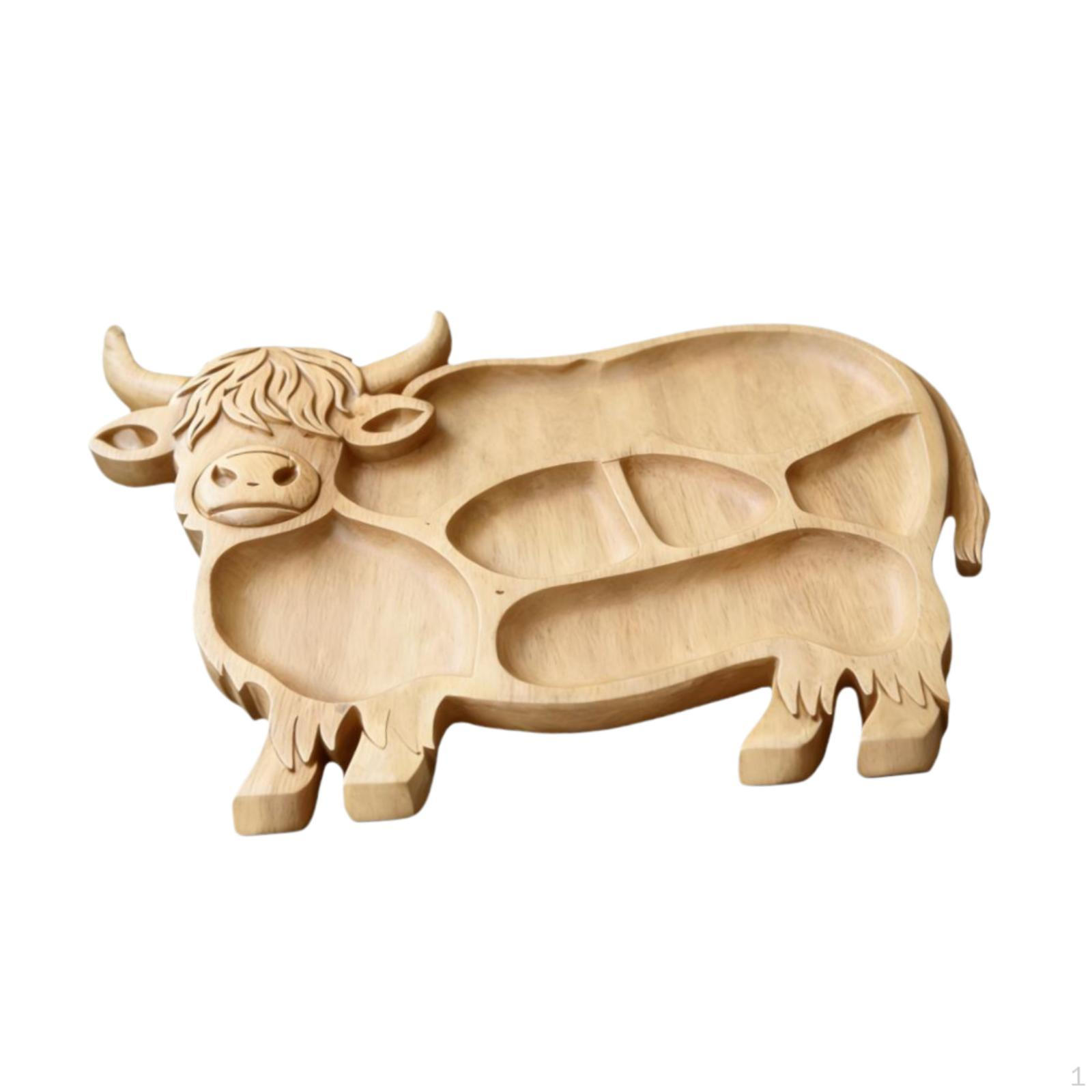 

Charcuterie Board Cheese Cow Shape Organizer Versatile Rustic Wooden Serving Tray Snack Plate 29.7cmx20.5cmx2cm