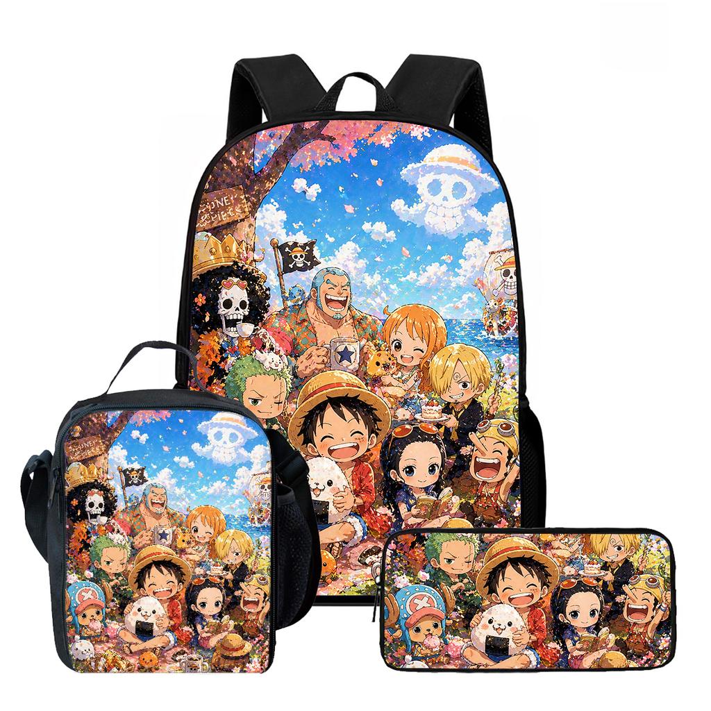 15 Inch One Piece 3-in-1 Backpack Set Unisex for Boys and Girls Age 6-10, Light Weight School Kit with Lunch Bag & Pencil Case