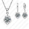 Elegant Genuine 925 Sterling Silver Jewelry Set For Women Girls Dancing Party Cubic Zircon Pendant Necklace/Earring Sets