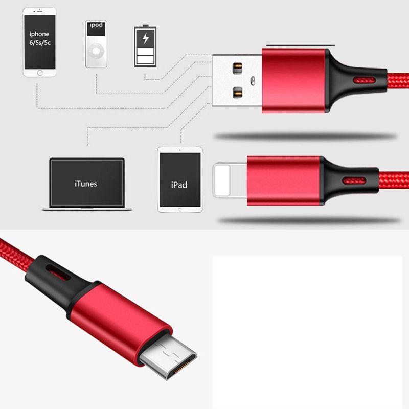 Durable Handset Data Line Double Metal Woven Nylon Data Cable For Apple And Android Devices