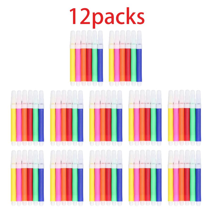 6/12/24packs Graffiti Watercolor Pen 6-Color School Study Painting Drawing Stationery for Journal Handicraft Art Creation XJM