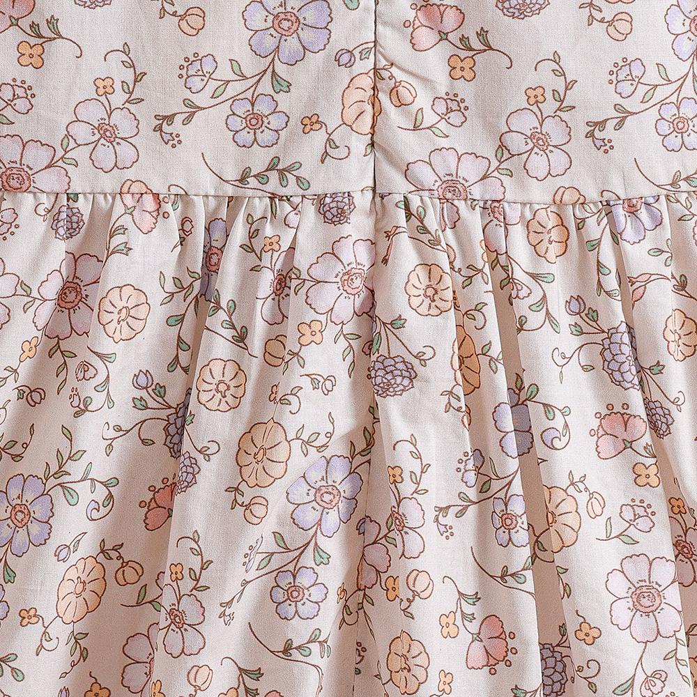 2‑6 Years Old Girls 100% Cotton Floral Print Dress Long Sleeve Embroidery Doll Collar A‑Line Princess Kids Autumn Outfit