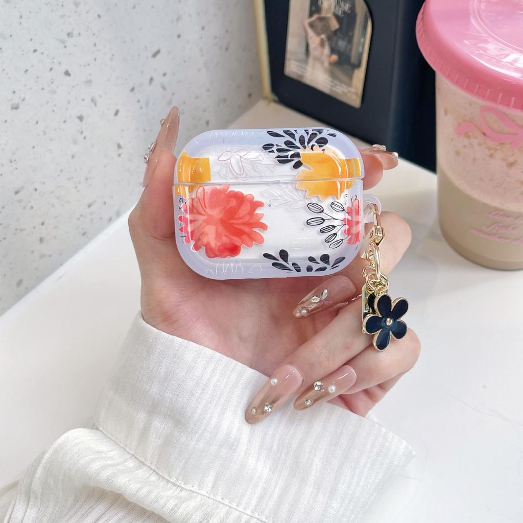 AirPods Blue Background Peony Is Suitable for Apple 1/1 Generation Wireless Bluetooth Pro1 All-inclusive Anti-drop Earphone Case
