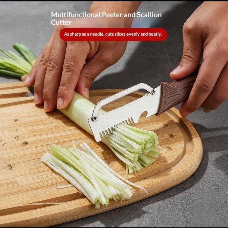 Multifunctional Vegetable Peeler With Sharp Stainless Steel Blade Wood Grain Handle For Kitchen Fruit Potato Peeling