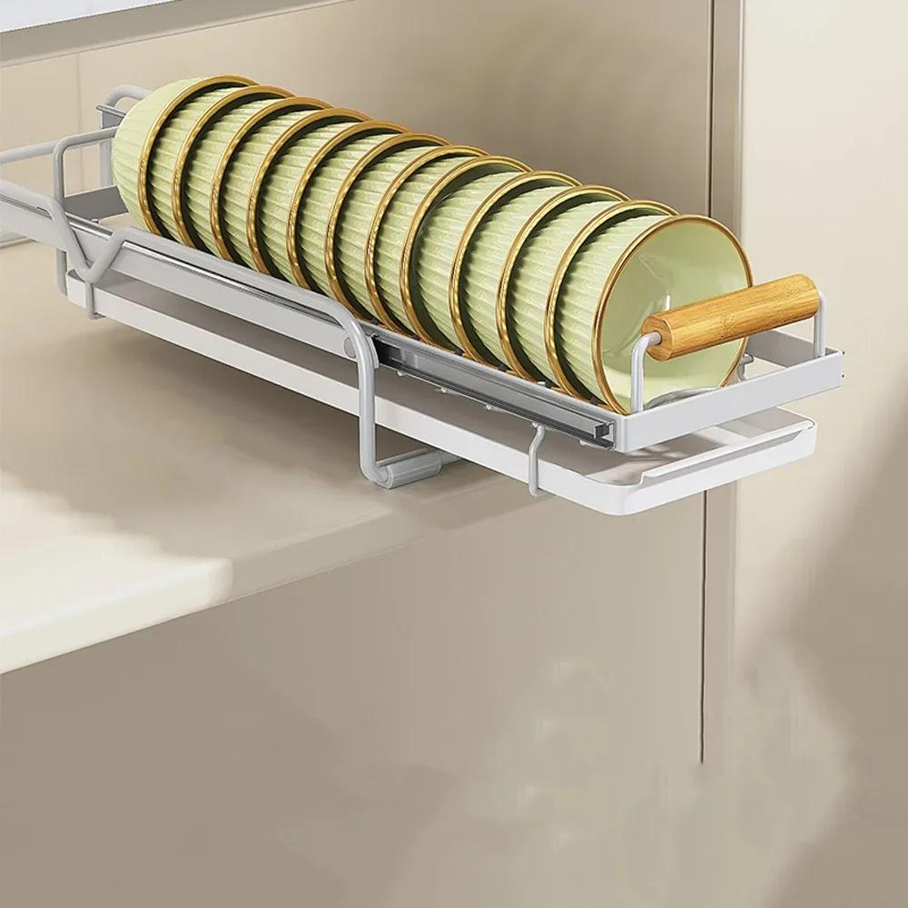 

Single Tier Dish Drying Rack Metal Anti-Slip Under Sink Rack Multifunctional Wear Resistant Pull Out Drawer
