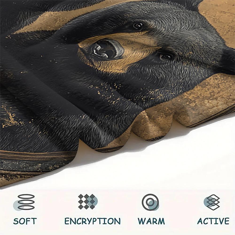 Black Bear Print Flannel Blanket, High Quality Comfortable for All Seasons, Home Decor, Warmth and Comfort, Perfect for Christmas Gifts