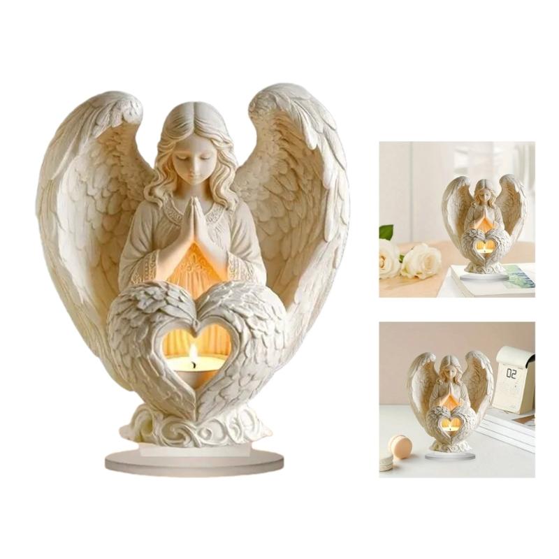White Angel With Heart Design 2D Flat Acrylic Sculpture Tabletop Decoration Ornament For Christmas Home Blessing Gift