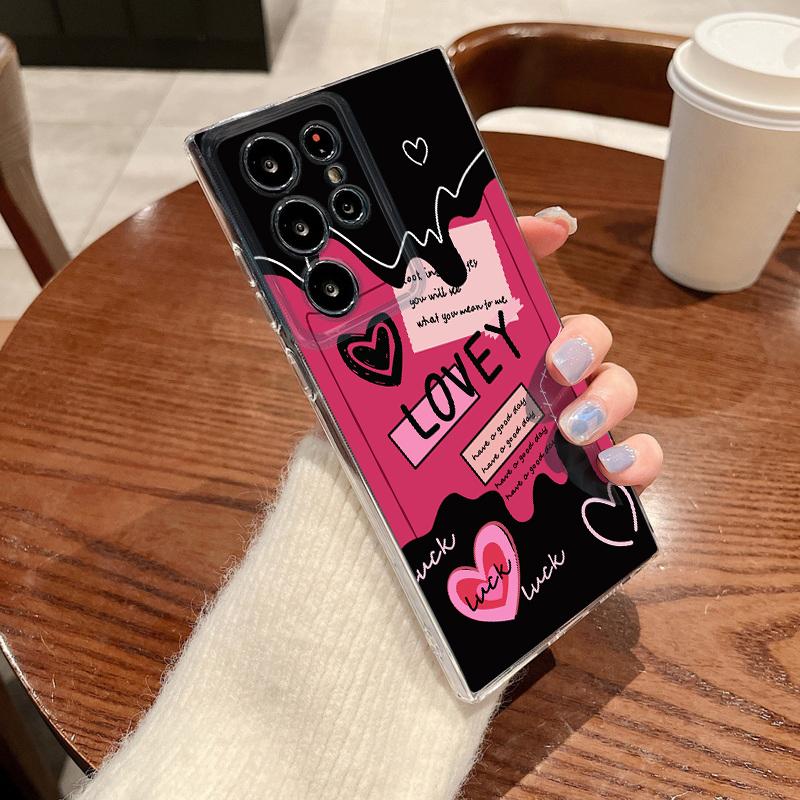 Silky Love Hearts Case For Samsung Galaxy S26 Ultra S25 FE S24 S23 S22 A54 A15 A35 A55 A16 A36 A56 A17 A37 A57 5G Soft Cover