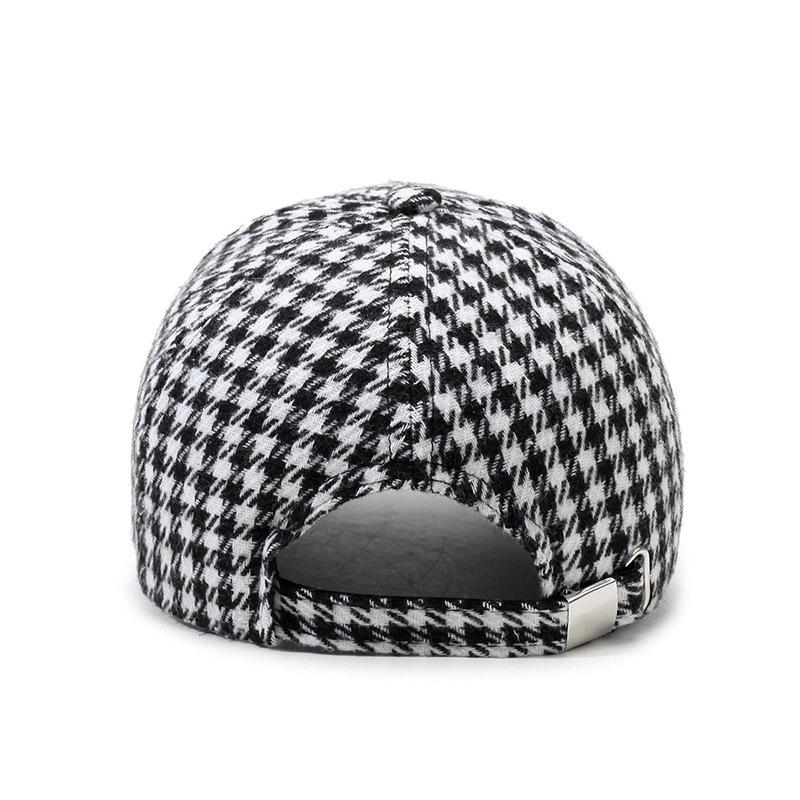 Women's Autumn/Winter Houndstooth Plaid Baseball Cap - Korean Style Fashion, Casual, Versatile, Outdoor Warm Hat.