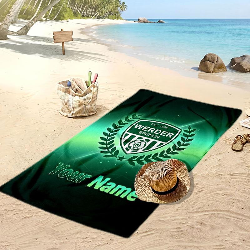 Telo Mare Personalizzato Stampato Werder Bremen FC Logo Calcio Supporto Nome Testo Personalizzato Asciugamano Assorbente Per Sport Viaggio Regalo Speciale