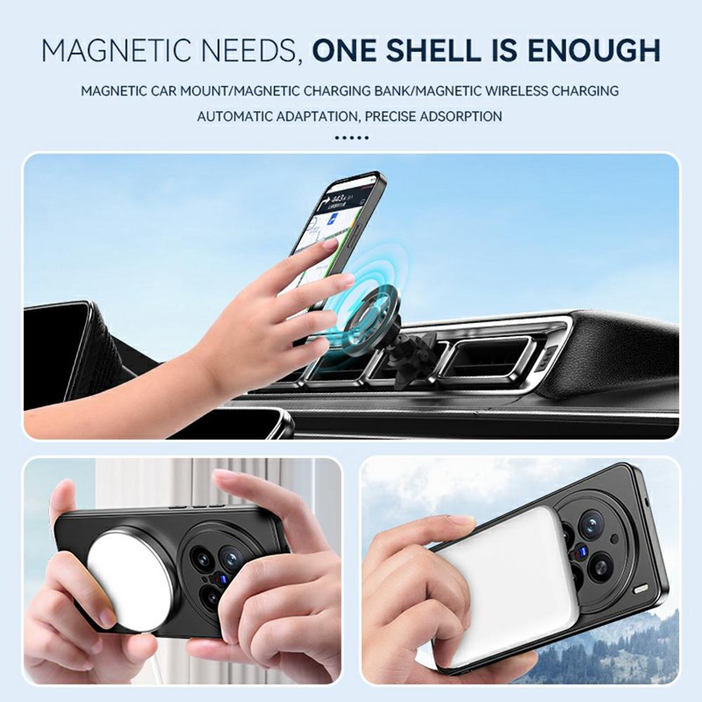 For vivo X200 Pro 5G Case Compatible with MagSafe Hidden Kickstand Skin-Feel Matte PC TPU Phone Back Cover