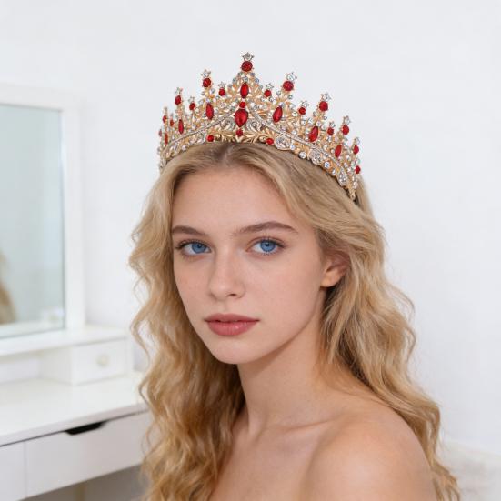 כתר לנשים משובץ אבני קריסטל נוצצות נזר כלה התאמה בטוחה קל משקל כתר נסיכה עם קצוות מעוקלים סיכות אביזרי שיער