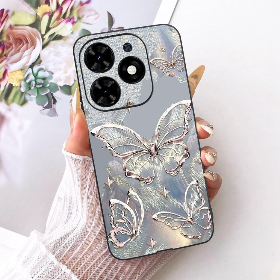 For Tecno Spark Go 2024 Case BG6 Beautiful Butterfly Tree Painted Cover Soft TPU Phone Case For Tecno Spark Go 2024 Fundas Coque