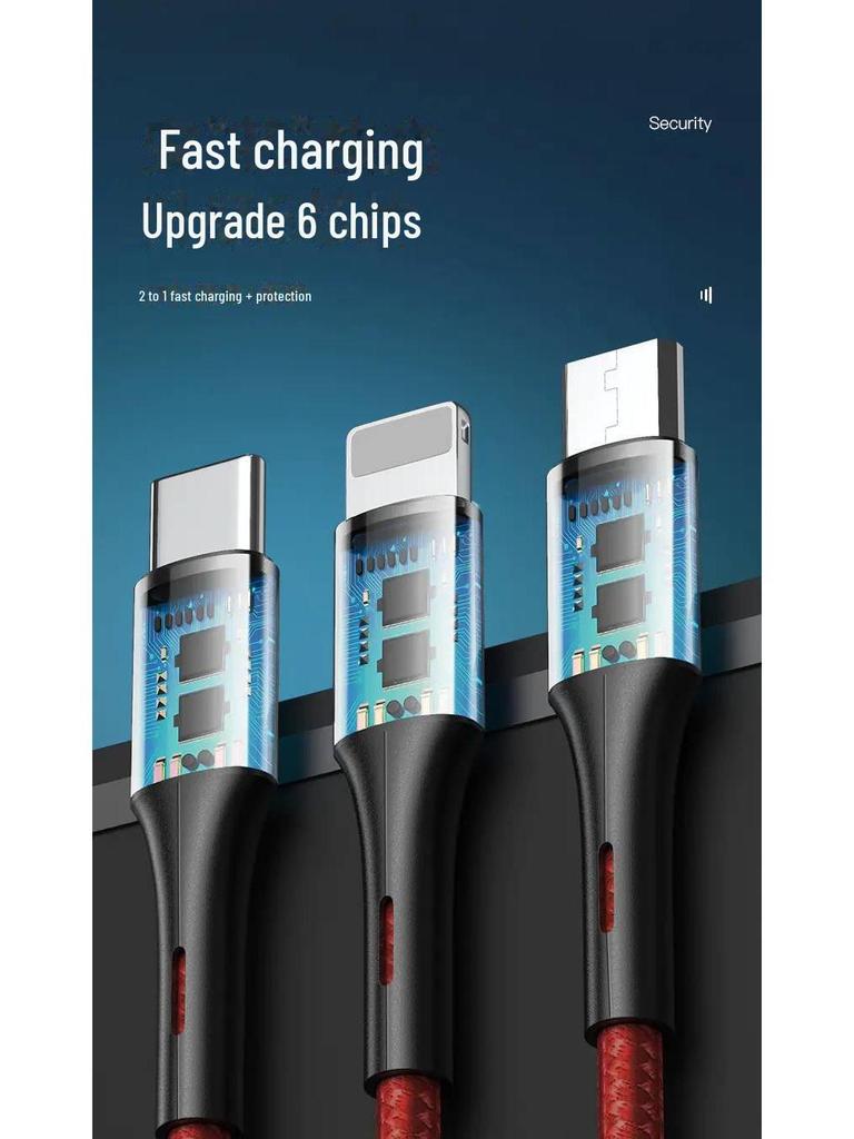 PISEN 3-in-1 Braided Fast Charging Cable for Apple and Huawei Devices