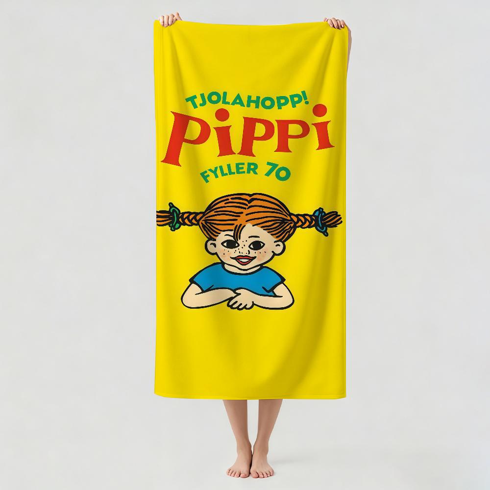 Asciugamano per asciugatura P-Pippi Calzelunghe Carino Cartone Animato Asciugamano da Bagno Applicabile per Nuoto Leggero Campeggio Yoga Spiaggia Fuori