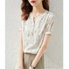 New Summer Style Light and Breathable Floral V-neck Short-sleeved Chiffon Shirt for Women To Look Slim and Versatile Top