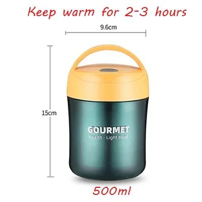 

500ml Soup Cup Lunch Box Stainless Steel Thermos Mug Food Container Thermal Cup Vacuum Flasks Thermos Bottle with Spoon for Kids 500ML