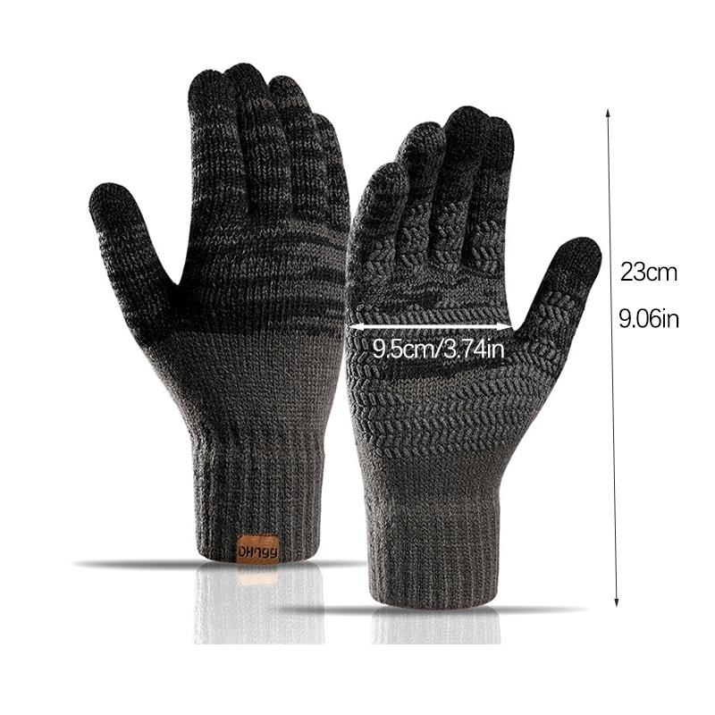 Winter Gloves for Men Knitted Large Size Warm Gloves Cycling Male Office Fleece Non-slip Touch Screen Acrylic Soft Thick Gloves