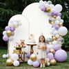 Arch Backdrop Stand, Set of 2, 2.2 m and 1.8 m, Stable Structure, Easy Assembly, Gold Metal Arch Backdrop Stand with Cover for Wedding, Birthday