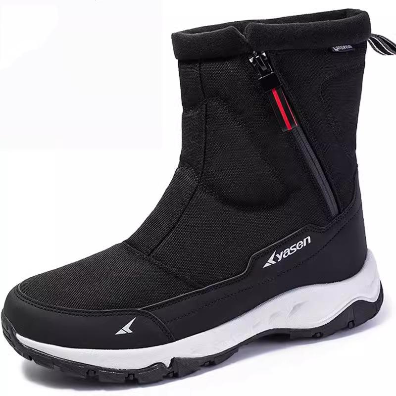 Men's Winter Warm Snow Boots Water Resistant Zipper Faux Fur Lining Mid Calf Ankle Booties Non-Slip Outdoor Walking Hiking Work Boots Shoes for Men