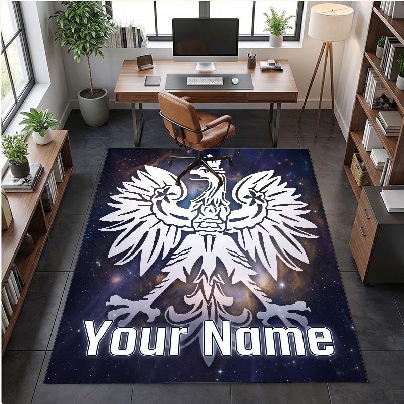 Crystal Velvet Rug Poland Football Print Custom Name Text Floor Mat Home Decor