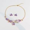 European Floral Luxury Zirconia Necklace & Earring Set, Elegant Women's High-End Fashion Accessory