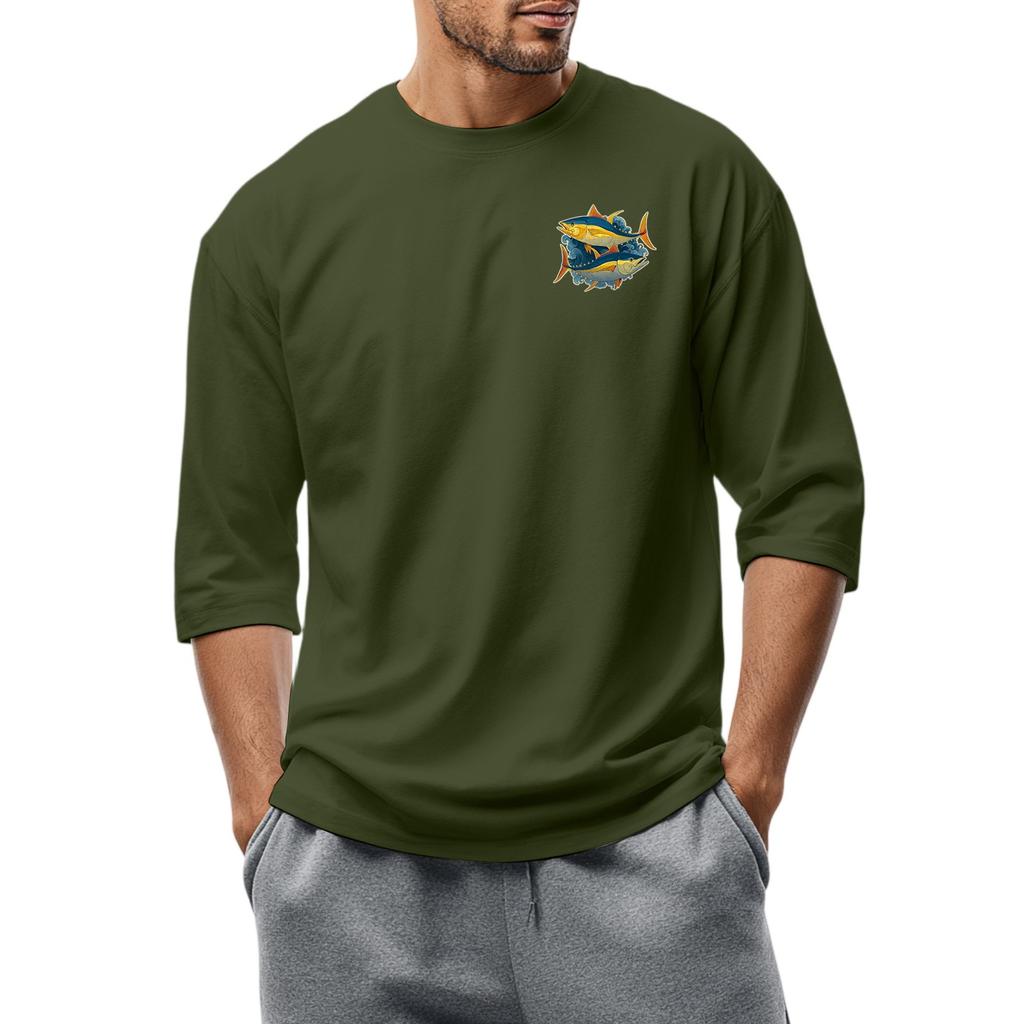 Men'S Round Neck Three-Quarters Sleeve Top Casual Fashion T-Shirt