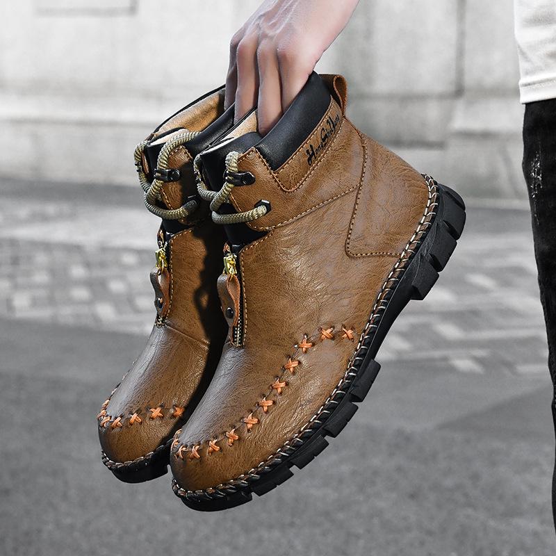 Men's High-Top Martin Boots: Autumn-Winter Thick Sole for Mountaineering, Work, and Outdoor Activities