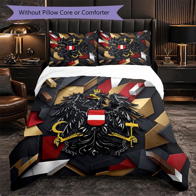 Austria Football Pattern 3 Pieces Bedding Set Soft Microfiber Duvet Cover with Pillow Cases for Bedroom