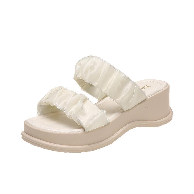 

Ношение тапочек на платформе женские летние 2025 новые модные ретро-слова классные тапочки интернет-знаменитости взрыв полутапочки 35