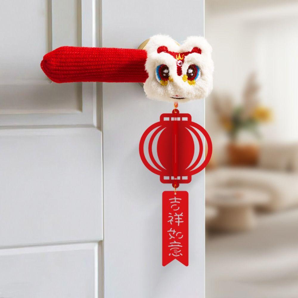 Anti-static Door Handle Protective Cover Dustproof Knitted New Year Door Handle Glove Antifouling Reusable