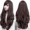 Artifice 26inch Stylish Straight Wavy Wig with Flair Hair Extension Wig Cap Natural Brown