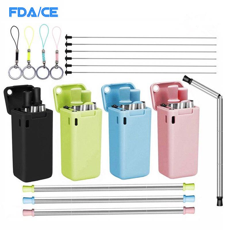 Folding StrawsExpandable StrawsFoldable Reusable Stainless Steel StrawsSilicone Straws